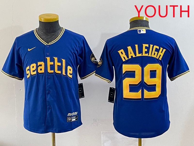 Youth Seattle Mariners #29 Raleigh Blue City Edition 2025 Nike MLB Jersey style 1->youth mlb jersey->Youth Jersey